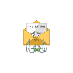 Wall Mural - Invitation message Caricature design picture showing worried face