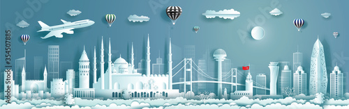 Fotomural Travel to Turkey landmarks of europe with panorama view background