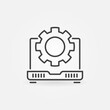 © tentacula - Laptop with Cog Wheel outline icon - vector Computer Repair concept symbol in thin line style