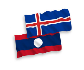 Flags of Iceland and Laos on a white background