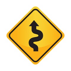 Wall Mural - Left-sided winding road sign