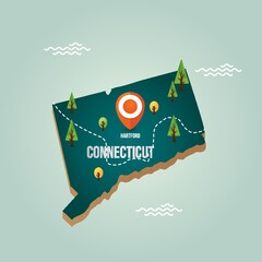 Wall Mural - Connecticut map with capital city