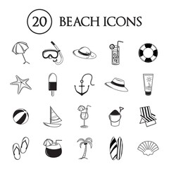 Wall Mural - Collection of beach icons