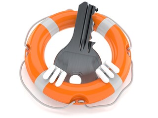 Canvas Print - Door key character inside life buoy