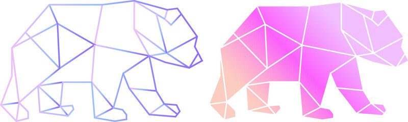 Vector abstract polygonal geometric bear illustration modern art