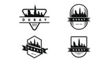 Fototapeta Londyn - Dubai Badge Logo. Dubai skyline and landmarks silhouette vector