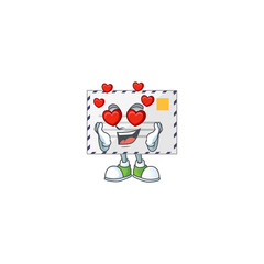 Sticker - An adorable letter cartoon mascot style with a falling in love face