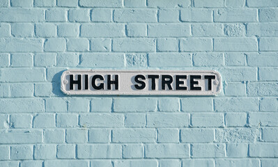 High Street Street sign located in Aldeburgh High Street, Aldeburgh, Suffolk. UK