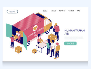 Wall Mural - Humanitarian aid vector website landing page template