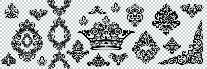 Wall Mural - Vector illustration VINTAGE. ornamental floral elements for tattoo, design, cards and prints. Abstract floral vector illustration.