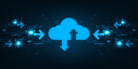 Cloud interface that shows data uploading to the internet.
