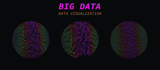 Aufkleber - Big data visualization. Generative parametric art, set of graphs and charts. Mathematical and statistical plots.