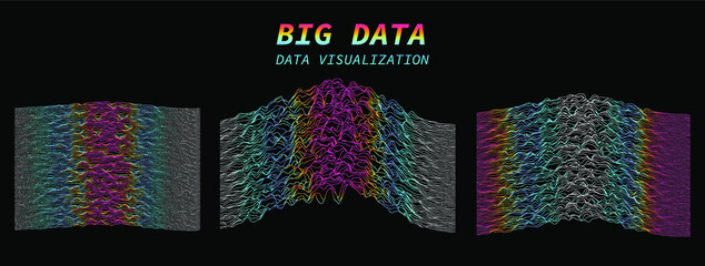 Aufkleber - Big data visualization. Generative parametric art, set of graphs and charts. Mathematical and statistical plots.