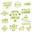 © Айгуль Елкундиева - Avocado lettering set with funny phrases. Vector illustration.