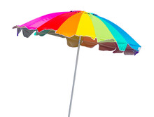 Rainbow Beach Umbrella Isolated On White Background
