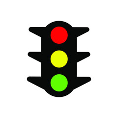 Traffic light interface icons. Red, yellow and green. Isolated on white background