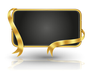 Wall Mural - gold billboard and gold ribbon