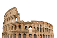 Colosseum, Or Coliseum, Isolated On White Background. Symbol Of Rome And Italy