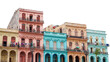Colorful buildings in Old Havana (Cuba) isolated on white background