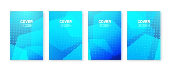 Wall Mural - minimal covers set. halftone dots pattern. blue simple backdrop