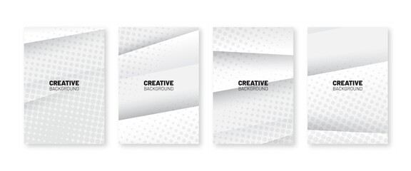 Wall Mural - minimal covers set. halftone dots pattern. grey paper background
