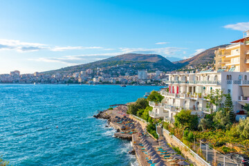 Poster - Seaside view of Albanian town Sarande