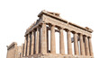 The Parthenon (Athens, Greece) isolated on white background. It is a temple on the Athenian Acropolis dedicated to the goddess Athena             
