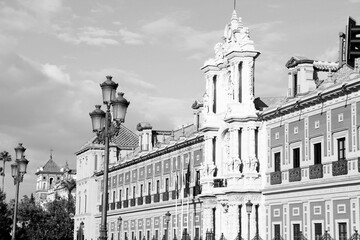 Wall Mural - Seville landmark. Black and white retro style.