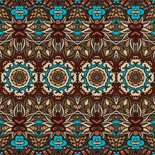 Vector Seamless Pattern African Art. Geomertic Batik Ikat.
