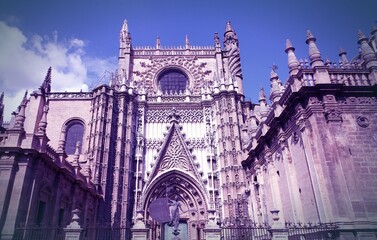 Wall Mural - Seville Cathedral, Spain. Retro filter toned color image.