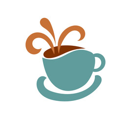 Wall Mural - blue coffee cup with spilling coffee