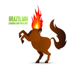 vector illustration mula sem cabeca , horse without a head in the folklore of brazil symbolizes the damn woman