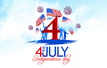 Vector illustration for the holiday of July 4, the Independence Day of the United States, graphic elements for design brochures and flyers cards Happy Weekend