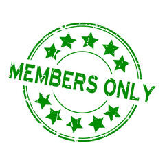 Poster - Grunge green members only word with star icon rubber seal stamp on white background