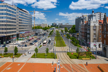 Wall Mural - Aerial view of city center of Katowice, Upper Silesia. Poland.