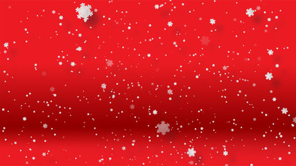 Wall Mural - paper cut and craft of winter snow, falling snow isolated on red background used for composing, larg