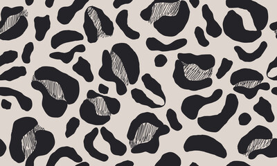 Trendy leopard print vector illustration pattern. Creative collage contemporary seamless pattern.