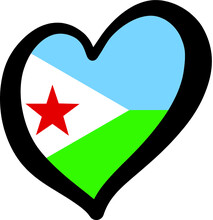 Djibouti Heart Flag Vector