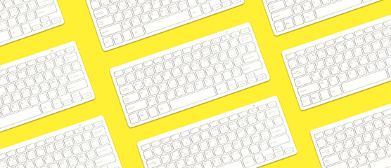 Wall Mural - pattern Modern aluminum computer keyboard isolated on yellow background