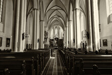 Interior Of The Church Of St. Mary On The Alexanderplatz (Sepia). Berlin, Germany.