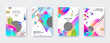 Set of Vector abstract cover design with multicolored gradient, geometric, linear, stipple and fluid shapes.