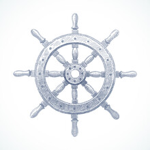 Hand Drawn Vector Illustration - Ship Steering Wheel
