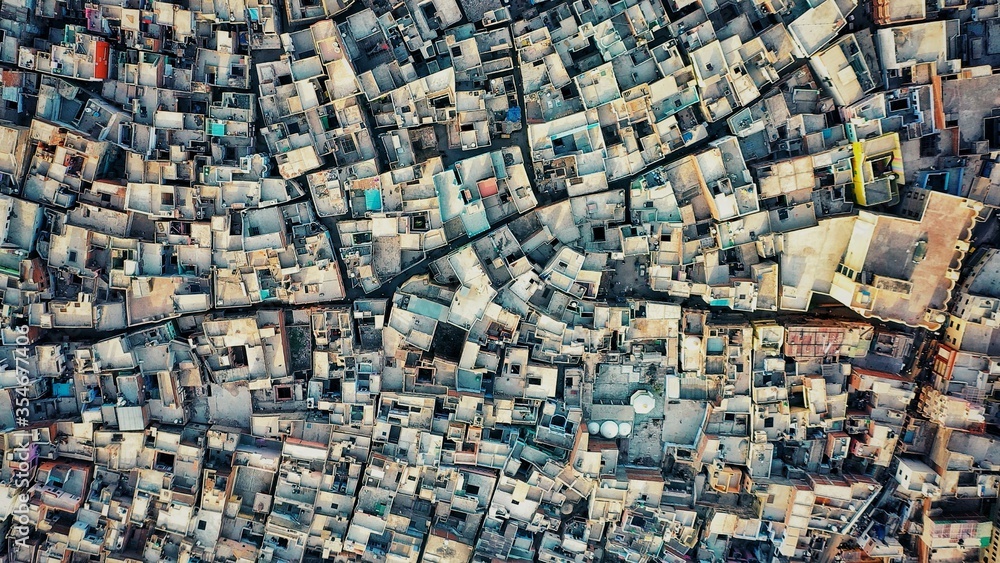 A shocking aerial photo of cluster housing in agra - obrazy, fototapety, plakaty 
