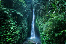 Amazing Leke-Leke Waterfall Near Ubud In Bali, Indonesia.  Secret Bali Jungle Waterfall