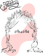 Wall Mural - Wedding arch, couple vector design elements on white background. Concept for logo, print, cards 