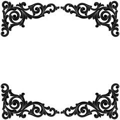 Wall Mural - Vintage border frame engraving with retro ornament pattern in antique baroque style decorative design. Vector.