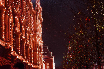 Wall Mural - Festive Christmas illumination and decorations on streets