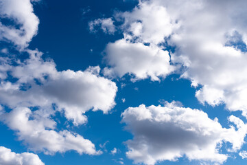 Beautiful sky with volumetric clouds, and the rays of the sun.