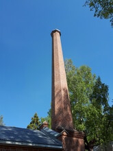 Old Brick Chimney With Blue Sky - Jevnaker, Kistefos 