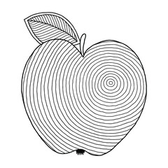 Poster - Coloring book page  with outlines of apple.